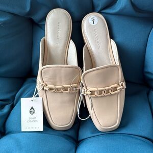 Sanctuary Womens Boss Mules Tan Leather Slip On NWT